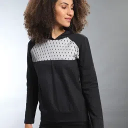 Campus Sutra Black Geometric Print Hoodie-image-40