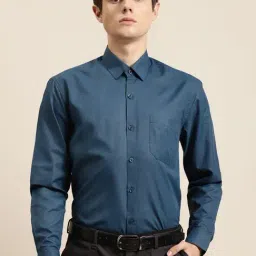 Sojanya Blue Cotton Regular Fit Self Pattern Shirt-image-47