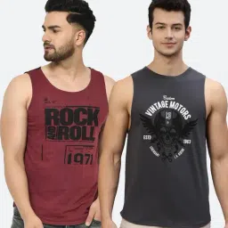 Rigo Grey & Maroon Sleeveless Vests (Pack of 2)-image-67