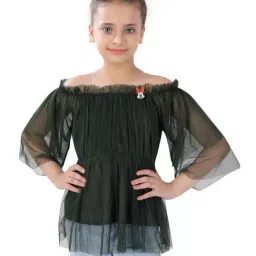 poplins Kids Green Cotton Regular Fit Top-image-106