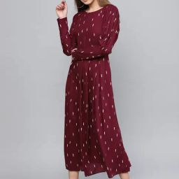Rare Maroon Printed Maxi Dress-image-27