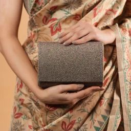 Gaurapakhi Grey Textured Clutch-31