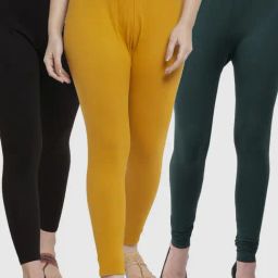 Gracit Black & Green Mid Rise Leggings - Pack Of 3-image-69