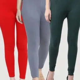 Gracit Red & Grey Mid Rise Leggings - Pack Of 3-picture-22