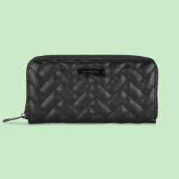 Forever Glam by Pantaloons Black Textured Medium Zip Around Wallet for Women image 2
