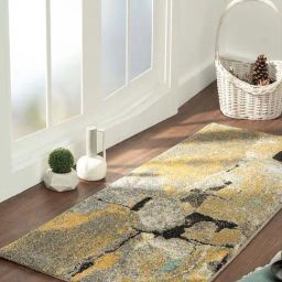 Obsessions Yellow & Black Polypropylene Abstract Bedside Runner-picture-10