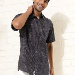 Fabindia Indigo Cotton Comfort Fit Printed Shirt-image-63