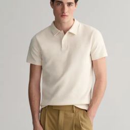 GANT Solid Polo Neck Regular Fit T-Shirt-image-18