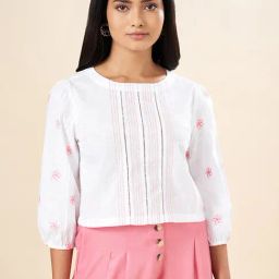 Akkriti by Pantaloons White Embroidered Top-image-97