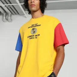 Puma Yellow Cotton Regular Fit Printed Sports T-Shirt-image-73