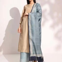 Fabindia Grey Printed Dupatta-picture-0