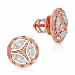 Malabar Gold and Diamonds 18k IGI Certified Diamond Rose Gold Stud Earrings for Women-picture-0
