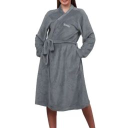 Klotthe Embellished Grey 210 GSM Cotton Bath Robe with Belt-image-96