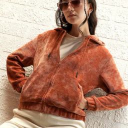 Campus Sutra Orange Cotton Regular Fit Hoodie-image-52