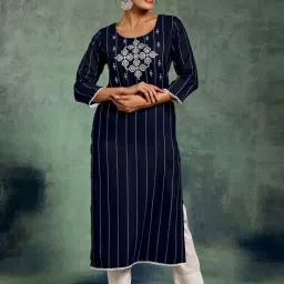 Libas Blue Printed Straight Kurta-image-98