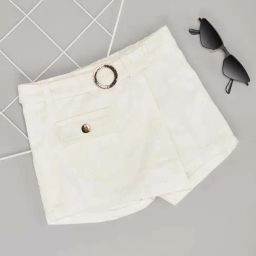 Pantaloons Junior Girls Egret Cotton Solid Skirts-image-20