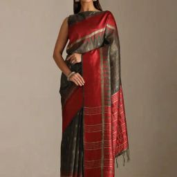 Soch Olive Tussar Woven Design Saree With Unstitched Blouse Piece-image-51