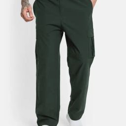 Octave Green Cotton Regular Fit Trackpants-image-3