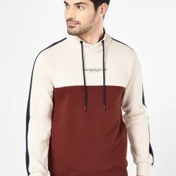 Byford By Pantaloons Brown Regular Fit Colour Block Sweatshirt-picture-22