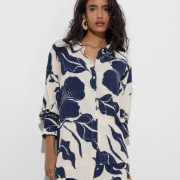 LOV by Westside Navy Botanical Design Cotton-Blend Shirt-image-48