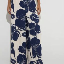 LOV by Westside Navy Botanical Pattern High-Rise Cotton-Blend Pants-image-53