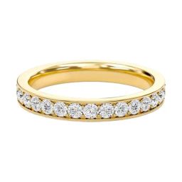 SHINE ETERNAL Lab Grown Diamond 18k (750) Yellow Gold Round Prong Set Half Eternity Band for Women-picture-15