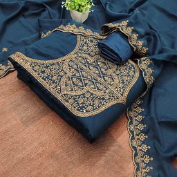 Panzora Floral Embroidered Thread Work Unstitched Dress Material-picture-41