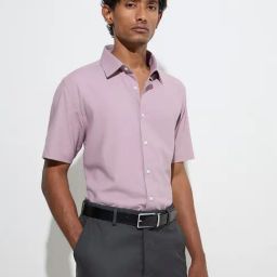 WES Formals by Westside Mauve Solid Slim-Fit Shirt-7