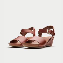 Oroh Leather Wedge Sandals with Buckles-53