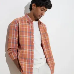 WES Casuals by Westside Orange Relaxed-Fit Cotton-Blend Shirt-picture-11