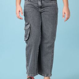 V-Mart Girls Cotton Clean Look Mid-Rise Regular Fit Cargo Styles Stretchable Jeans-image-94