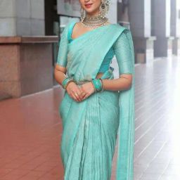 APNISHA Blue Silk Woven Saree With Unstitched Blouse-picture-32