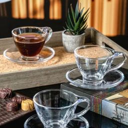 Goodhomes Transparent Glass Tea Cup & Saucer - Set of 6-33