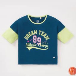 Ed-a-Mamma Kids Teal Printed T-Shirt-image-72