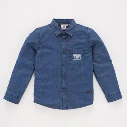 Ed-a-Mamma Boys Indigo Printed Full Sleeves Shirt-image-70