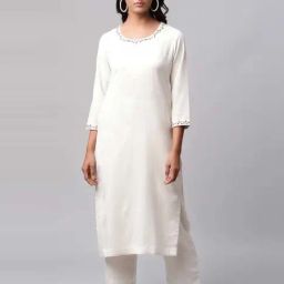 Linen Club Turq Embroidered Kurta-image-46