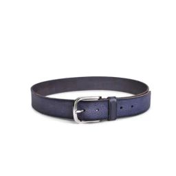 BELWABA Navy Blue Textured Casual Leather Belt for Men-image-61