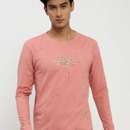 SHOWOFF Peach Slim Fit Printed Sweatshirt-image-74