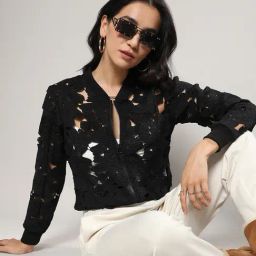 Campus Sutra Black Self Design Jacket-picture-38