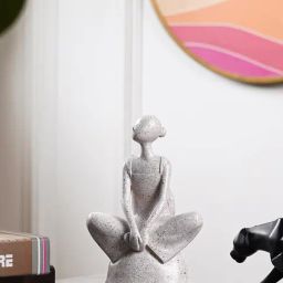 The Artment Decorative Sitting Girl in Stone Abstract Grey Polyresin Showpiece-image-74