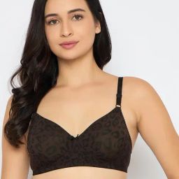 Clovia Brown Printed Full Coverage Bra-image-49