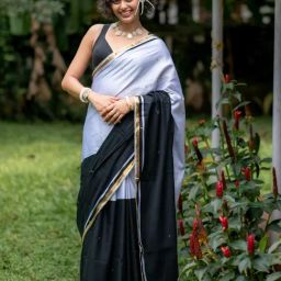 Suta Black And Silver Solid Saree-image-44