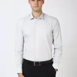 Peter England Grey Cotton Regular Fit Checks Shirt-image-16