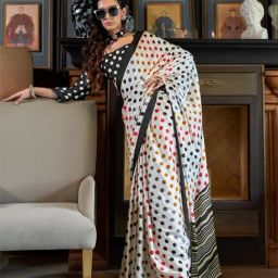 Saree Mall White Crepe Self Saree with Blouse Piece-21