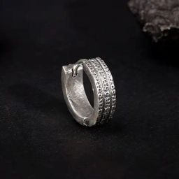 GIVA 925 Sterling Silver Oxidised Huggie Hoop Earring for Men-picture-28