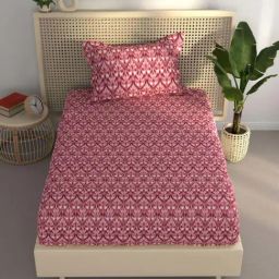 BIANCA Estonia Wine Cotton 116 TC 115 GSM Single Size Bedsheet With Pillow Cover-image-84