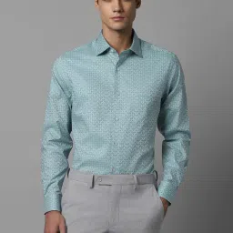 Louis Philippe Blue Cotton Regular Fit Printed Shirt-picture-21