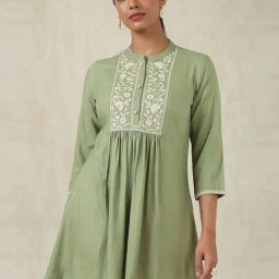 Soch Light Green Regular Fit Embroidered Tunic-image-65