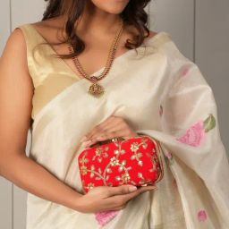 Gaurapakhi Red Embellished Clutch-32