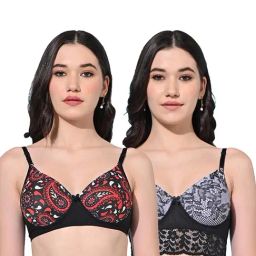 FIMS Black Printed Bras - Pack Of 2-picture-11